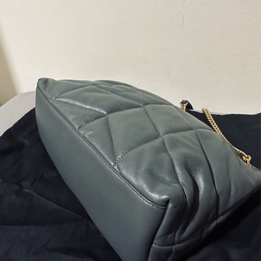 YSL 聖羅蘭 Puffer bag 小型絎縫納帕皮手袋 二手近全新 風暴色(大象灰)-11