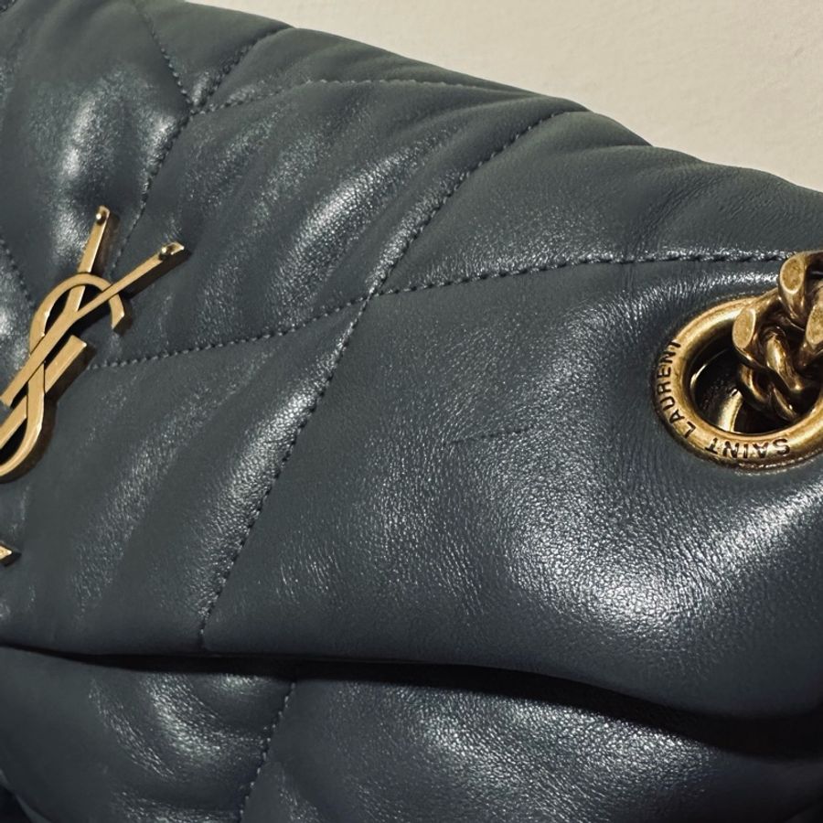 YSL 聖羅蘭 Puffer bag 小型絎縫納帕皮手袋 二手近全新 風暴色(大象灰)-20