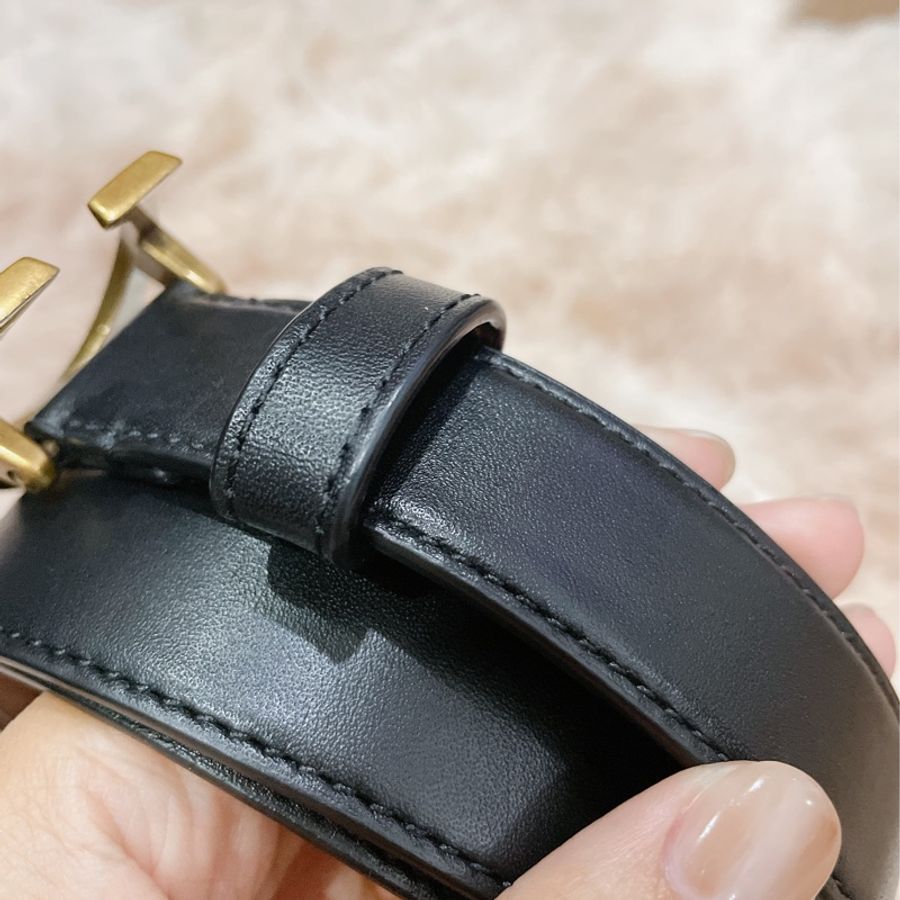 Coach 仿舊金屬 logoC 雙色皮帶-2