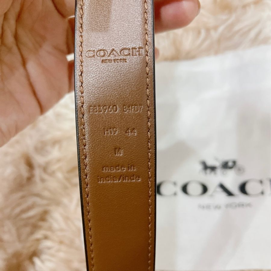 Coach 仿舊金屬 logoC 雙色皮帶-3