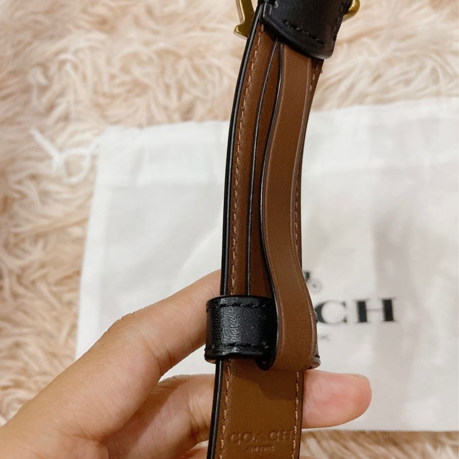 Coach 仿舊金屬 logoC 雙色皮帶-5