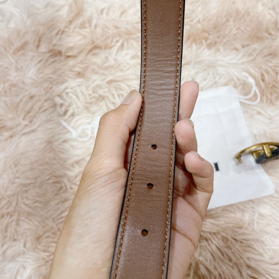 Coach 仿舊金屬 logoC 雙色皮帶-8