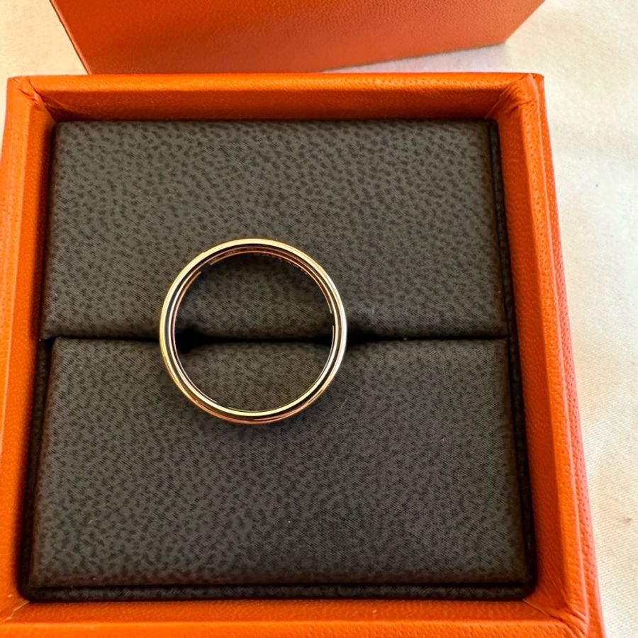 全新 愛馬仕Hermes H logo Ariane 玫瑰金戒指 52號-8