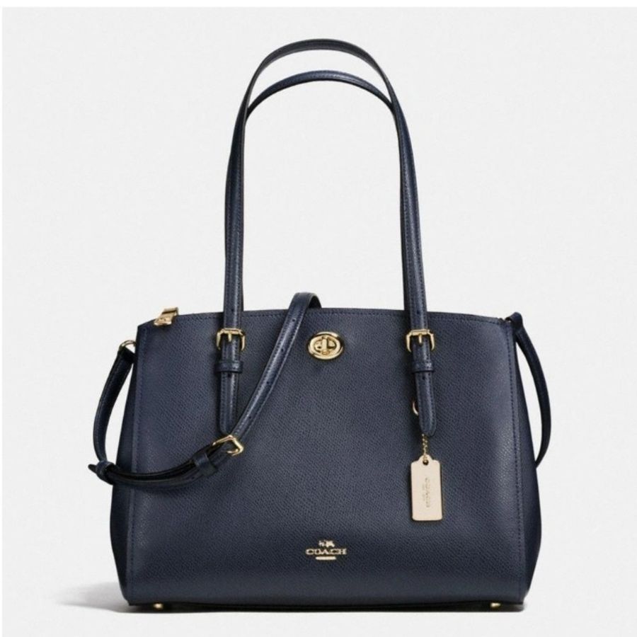 【全新】Coach Carry all 肩背/手提包 海軍藍/金鎖37782-0