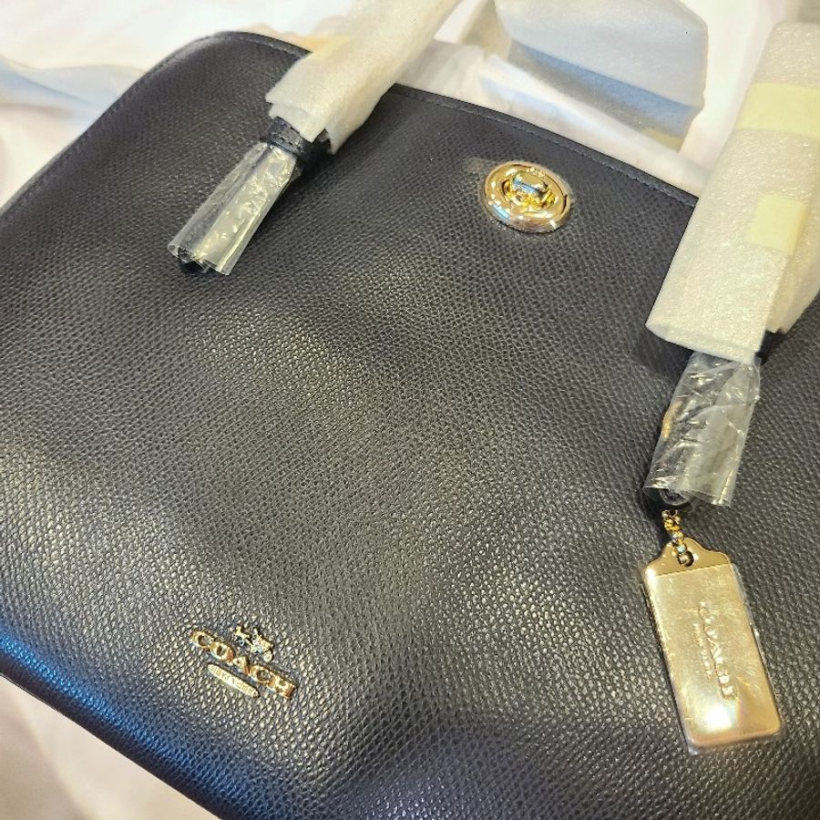 【全新】Coach Carry all 肩背/手提包 海軍藍/金鎖37782-1