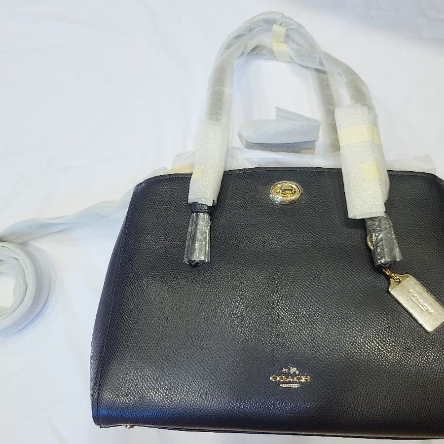 【全新】Coach Carry all 肩背/手提包 海軍藍/金鎖37782-2