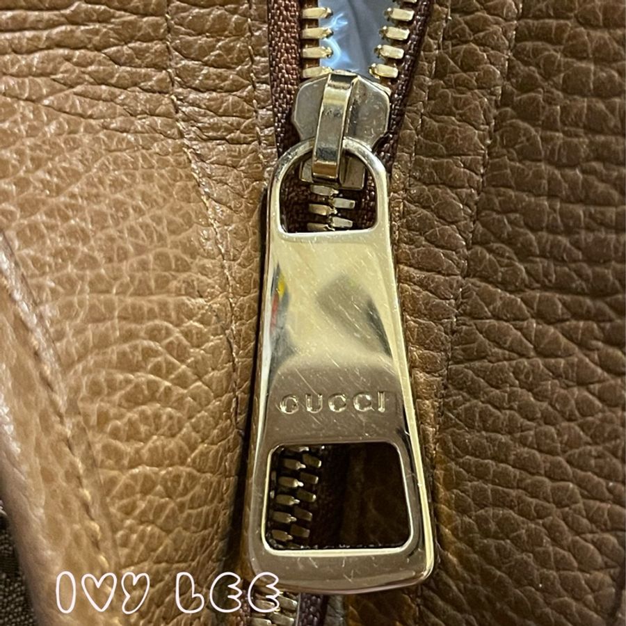 GUCCI GUCCI BREE GG提花布 咖啡色皮革邊肩背托特包 449242 二手精品-7