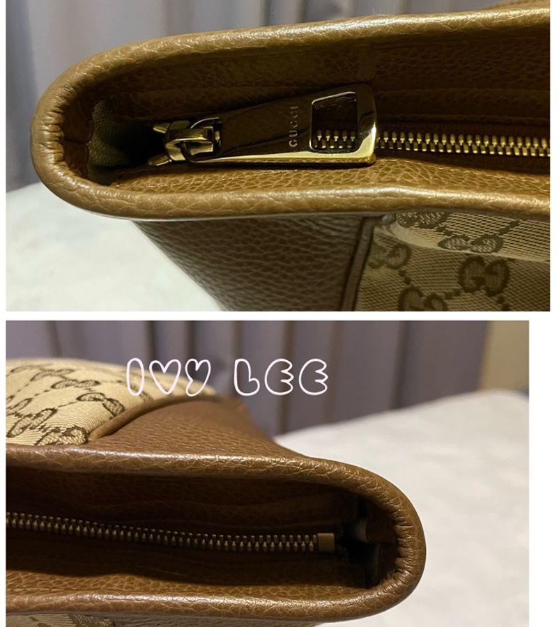 GUCCI GUCCI BREE GG提花布 咖啡色皮革邊肩背托特包 449242 二手精品-17