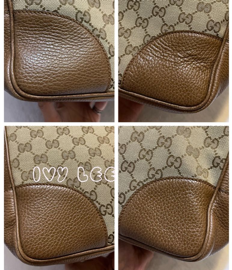 GUCCI GUCCI BREE GG提花布 咖啡色皮革邊肩背托特包 449242 二手精品-18