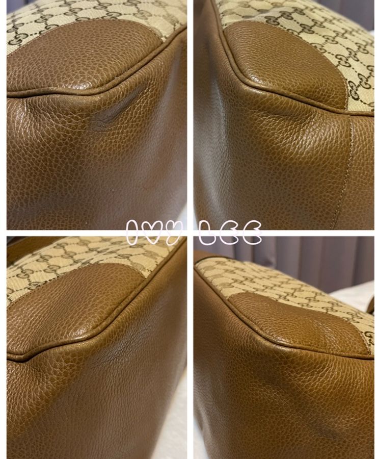 GUCCI GUCCI BREE GG提花布 咖啡色皮革邊肩背托特包 449242 二手精品-19