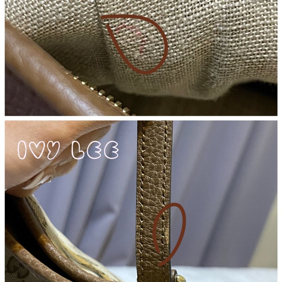 GUCCI GUCCI BREE GG提花布 咖啡色皮革邊肩背托特包 449242 二手精品-20