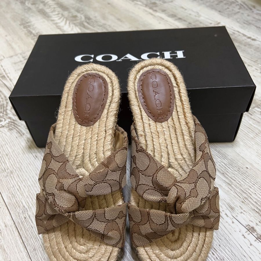 COACH草編拖鞋-5