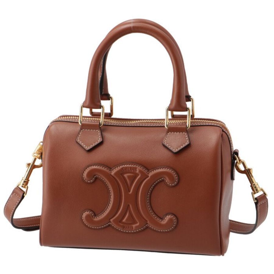 Celine 113773 平滑小牛皮Cuir 凱旋門小款波士頓包 黃褐色《2024季度★全新商品 》-10