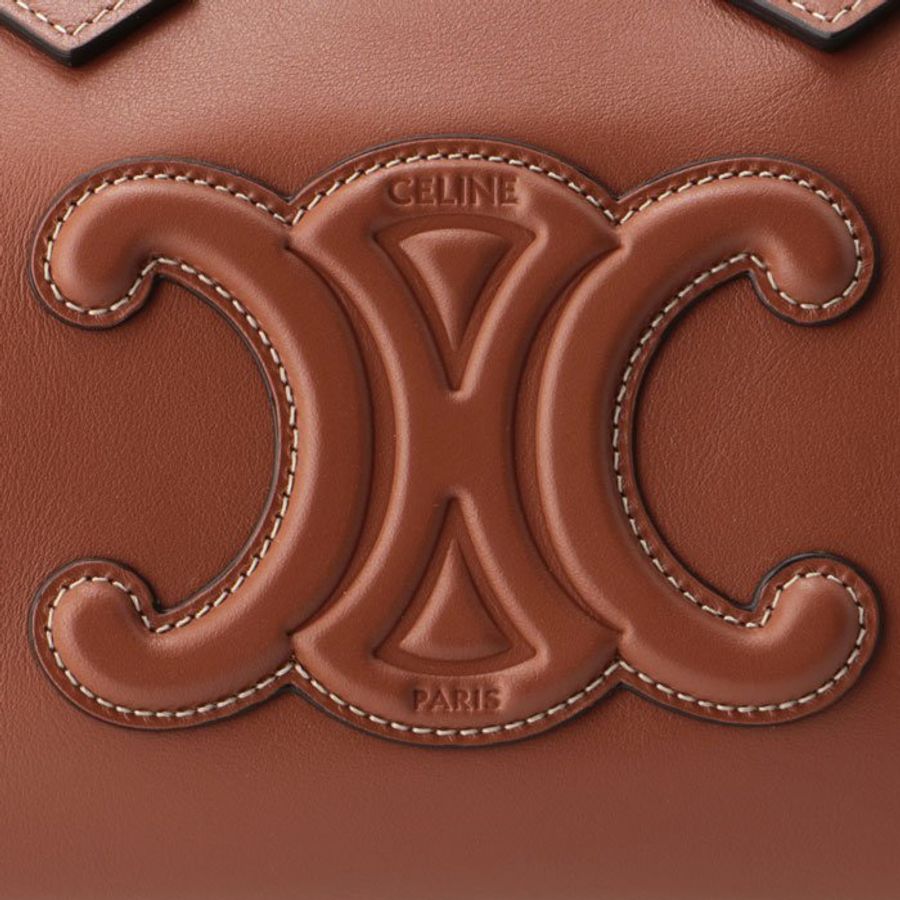 Celine 113773 平滑小牛皮Cuir 凱旋門小款波士頓包 黃褐色《2024季度★全新商品 》-12