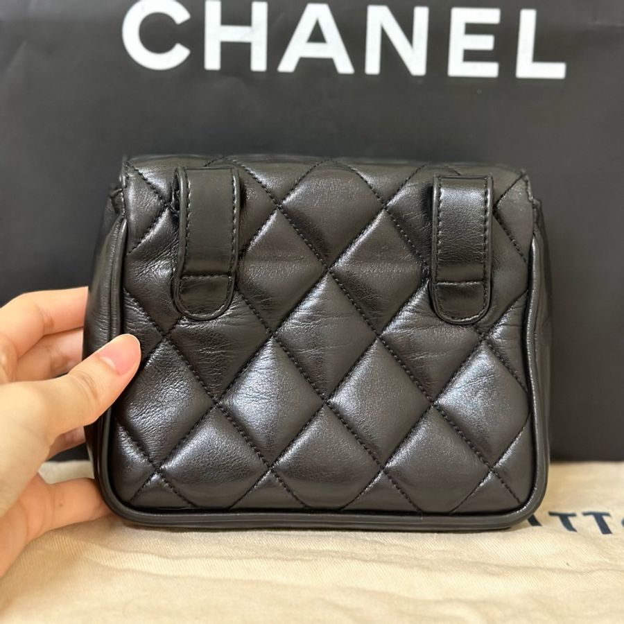 🔥稀有爆款釋出🔥95新極美品✨#Chanel #vintage 黑金羊皮 #腰包 #斜背鏈條包‼️各大明星同款‼️-22