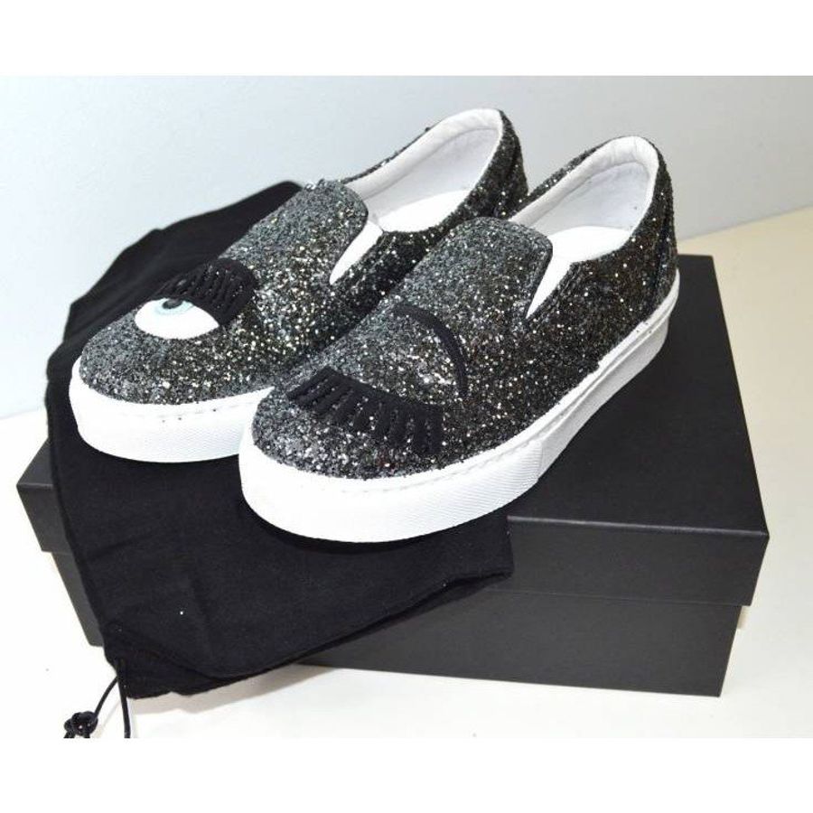 Chiara Ferragni CF653 灰黑色眨眼厚底樂福球鞋 EU 37-0