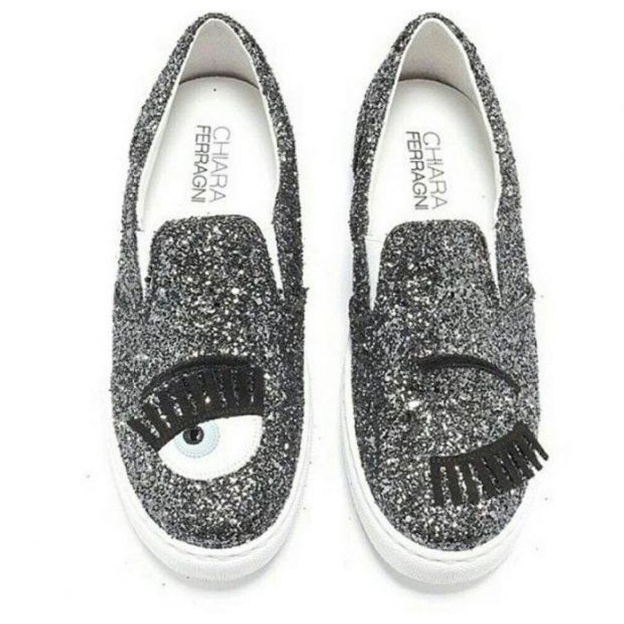 Chiara Ferragni CF653 灰黑色眨眼厚底樂福球鞋 EU 37-1