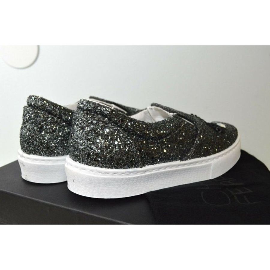 Chiara Ferragni CF653 灰黑色眨眼厚底樂福球鞋 EU 37-3