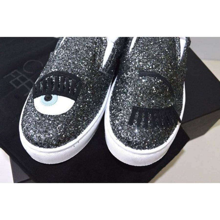 Chiara Ferragni CF653 灰黑色眨眼厚底樂福球鞋 EU 37-5