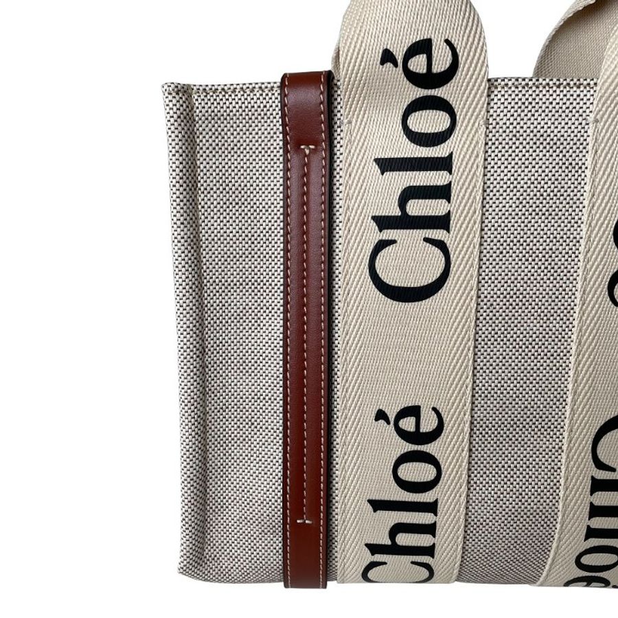 【Chloe 蔻依】Small Woody 小款 背帶款 帆布 托特包 燕麥色 棕色-3