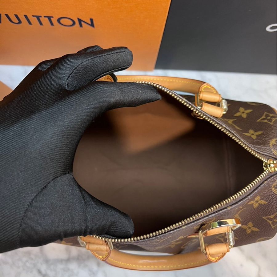 LV Louis Vuitton Speedy 25 手提包/肩背包/斜背包 另贈D釦-14