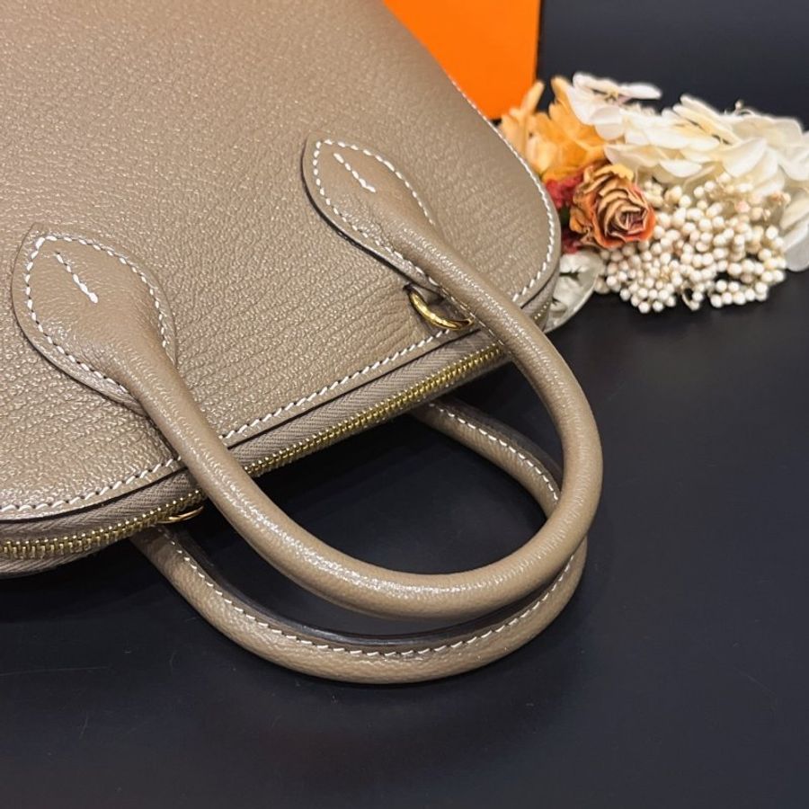 Hermes 愛馬仕 大象灰色全皮MINI柏莉二用包/斜背包/手提包/肩背包-7