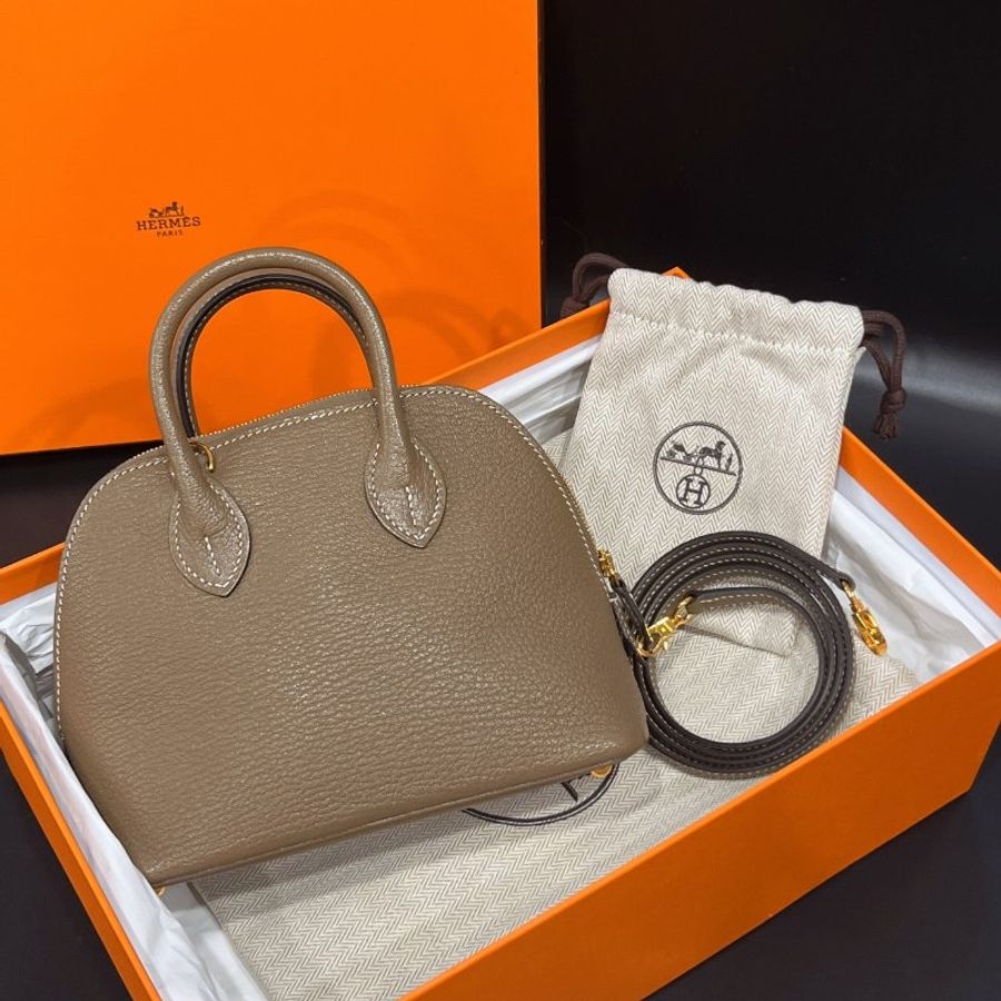 Hermes 愛馬仕 大象灰色全皮MINI柏莉二用包/斜背包/手提包/肩背包-10