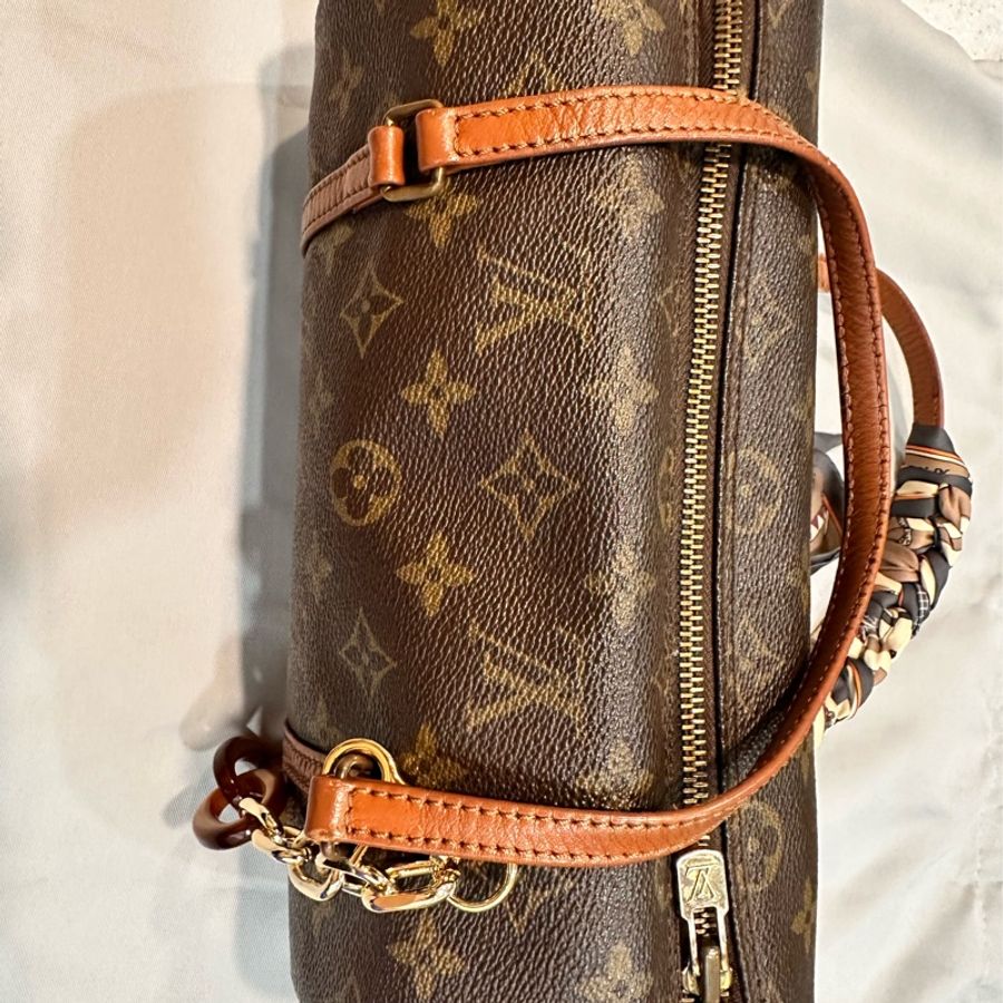 LV Papillon 巴比倫 巴比龍 紅皮26(cm) 圓桶手提包-1