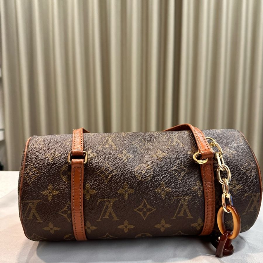 LV Papillon 巴比倫 巴比龍 紅皮26(cm) 圓桶手提包-8