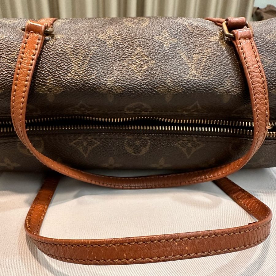 LV Papillon 巴比倫 巴比龍 紅皮26(cm) 圓桶手提包-15