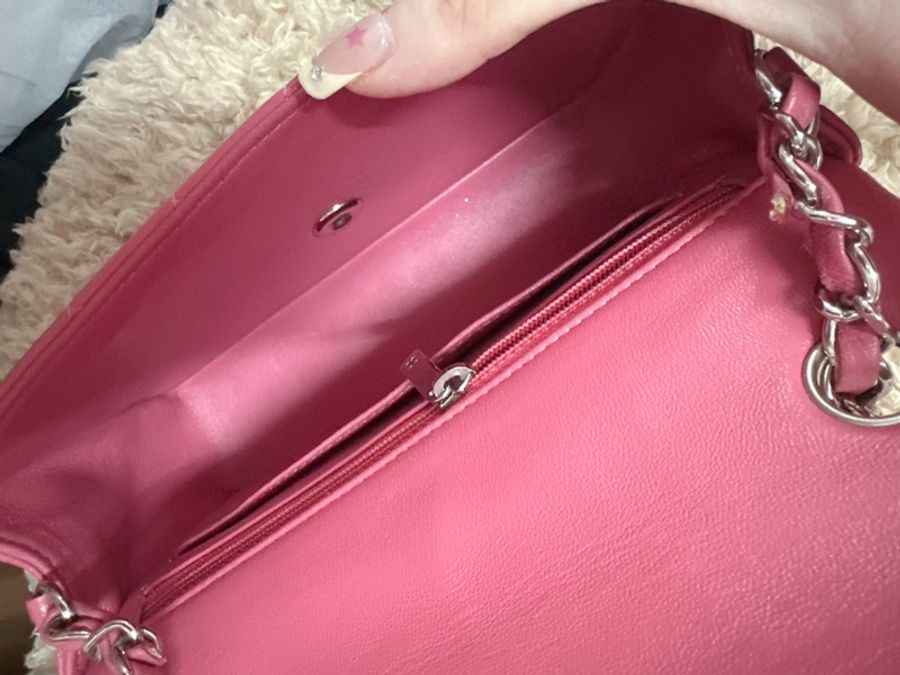 Chanel香奈兒cf20粉色方胖子包包正品-5