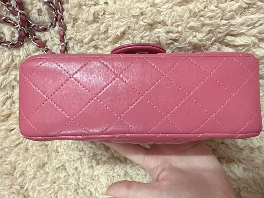 Chanel香奈兒cf20粉色方胖子包包正品-6