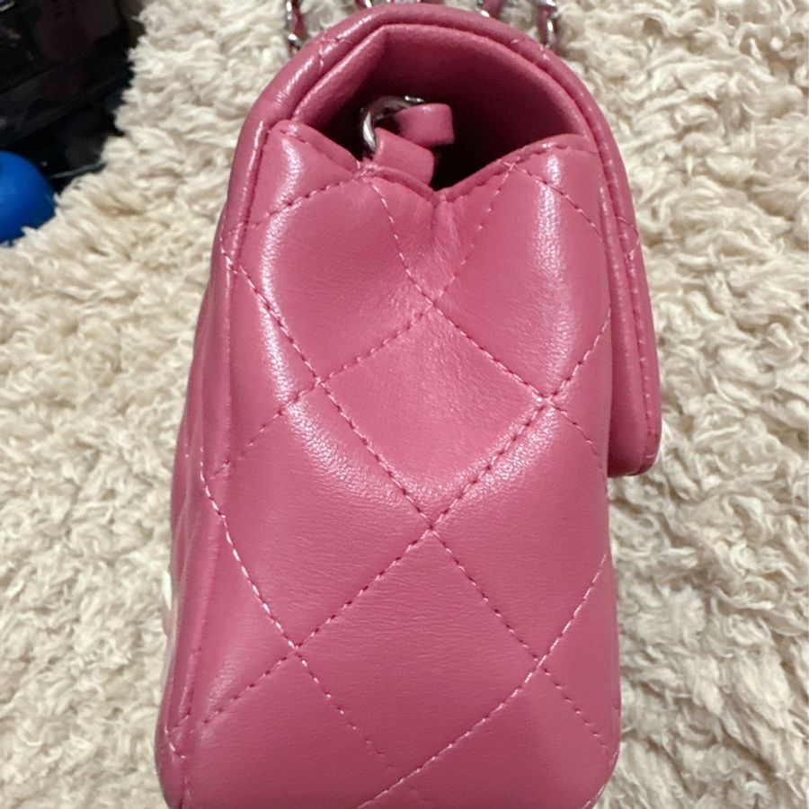 Chanel香奈兒cf20粉色方胖子包包正品-7