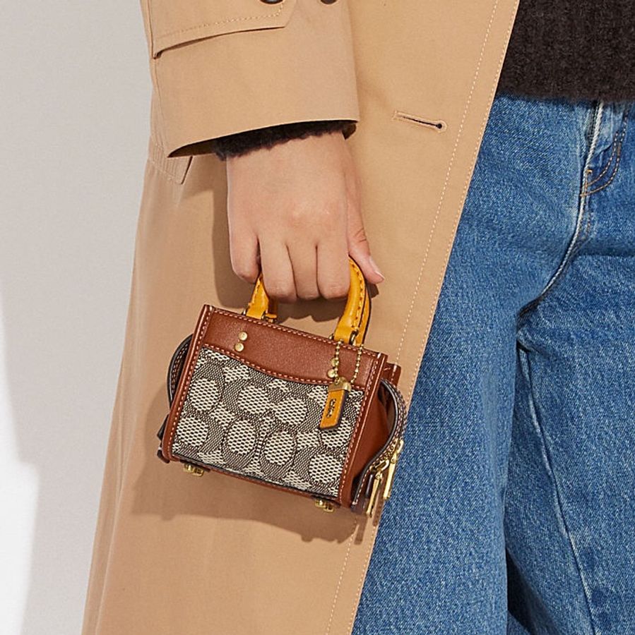 全新 COACH 專櫃 ROGUE 12 經典 SIGNATURE 緹花迷你包-5
