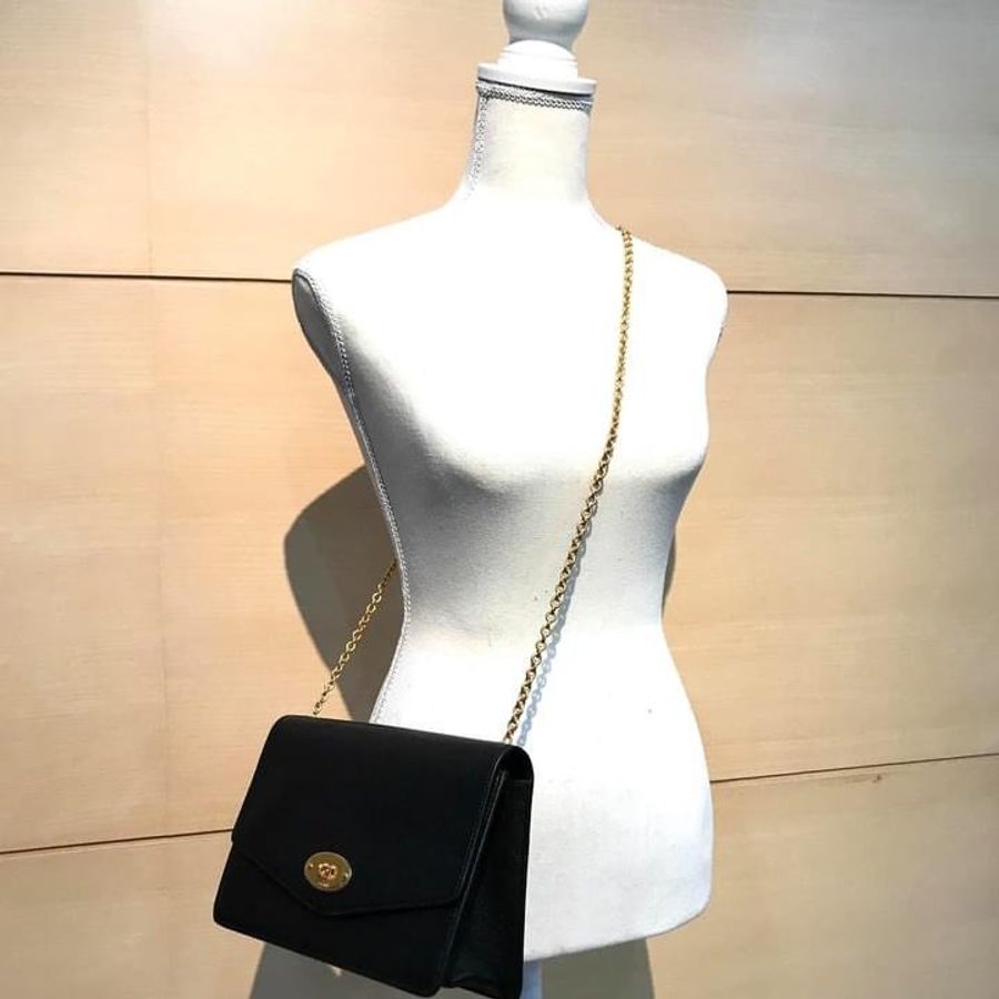 全新真品Mulberry HH4573 Darley 顆粒小牛皮中款 24cm 兩用鍊帶包 黑色-2