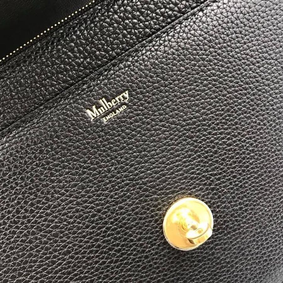全新真品Mulberry HH4573 Darley 顆粒小牛皮中款 24cm 兩用鍊帶包 黑色-10