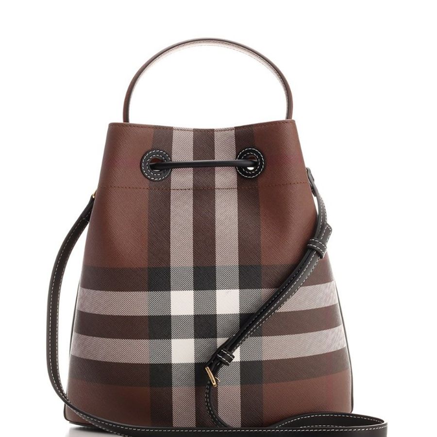 Burberry 80696551 小款 TB 格紋水桶包 暗樺木棕色【促銷品】-13