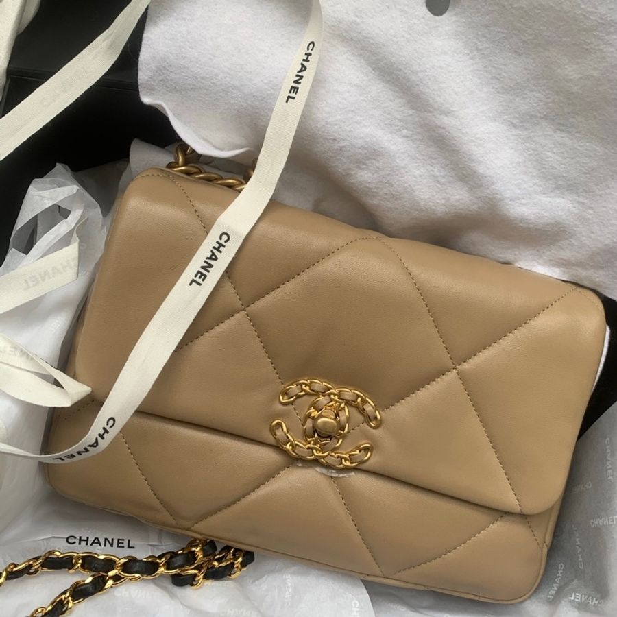 chanel 19 奶茶色 小號(26cm)-0
