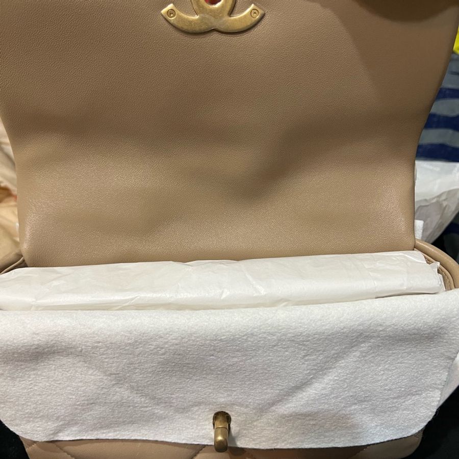 chanel 19 奶茶色 小號(26cm)-5