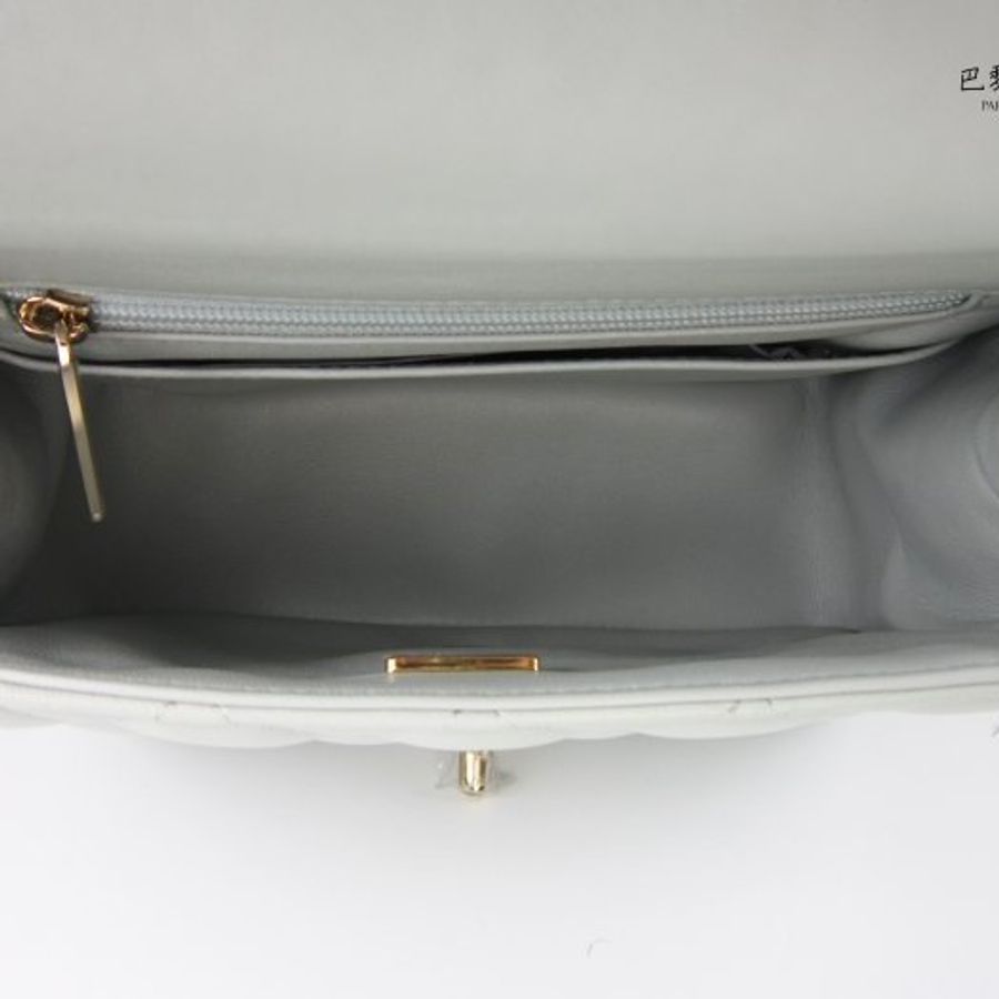 【巴黎站二手名牌專賣店】*全新現貨*CHANEL 香奈兒 真品*A35200冰川灰菱格金雙方胖鏈包-3