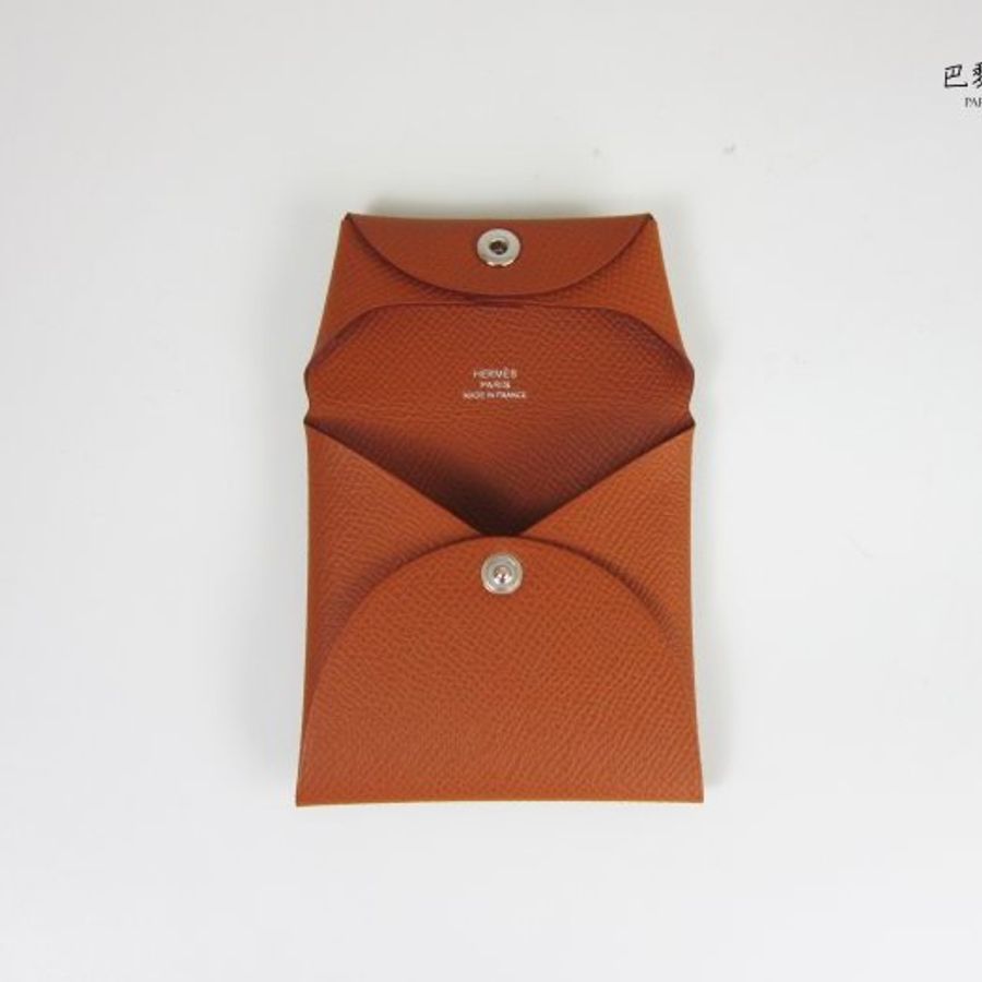 【巴黎站二手名牌專賣店】*全新現貨*HERMES愛馬仕真品*Bastia系列牛皮暗釦零錢包 (棕色U刻)-4