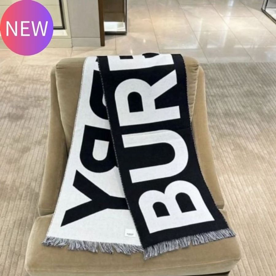 Burberry 80542141 徽標字母雙面羊毛緹花圍巾《當季專櫃正售★全新商品 》-0