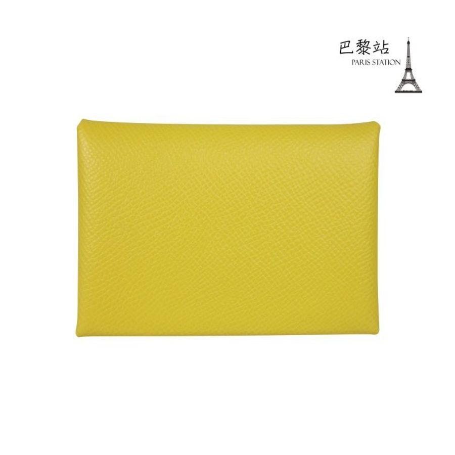 【巴黎站二手名牌專賣店】*全新現貨*HERMES愛馬仕真品*B刻Calvi Duo檸檬黃零錢包 卡包 短夾-0