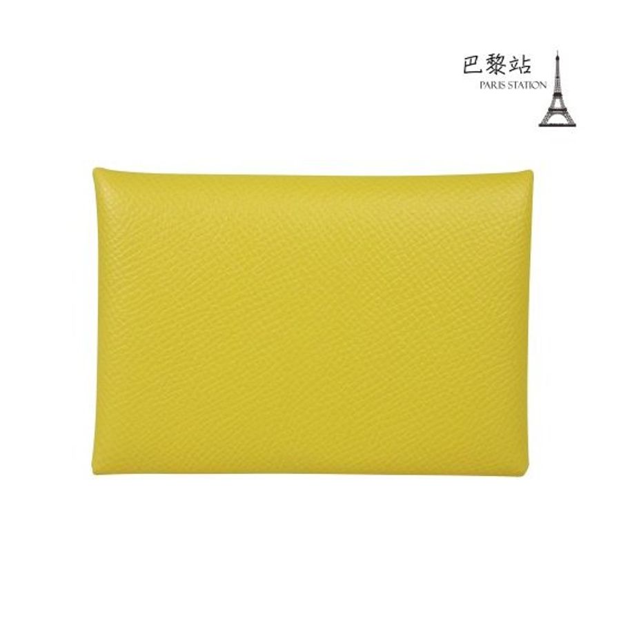 【巴黎站二手名牌專賣店】*全新現貨*HERMES愛馬仕真品*B刻Calvi Duo檸檬黃零錢包 卡包 短夾-1