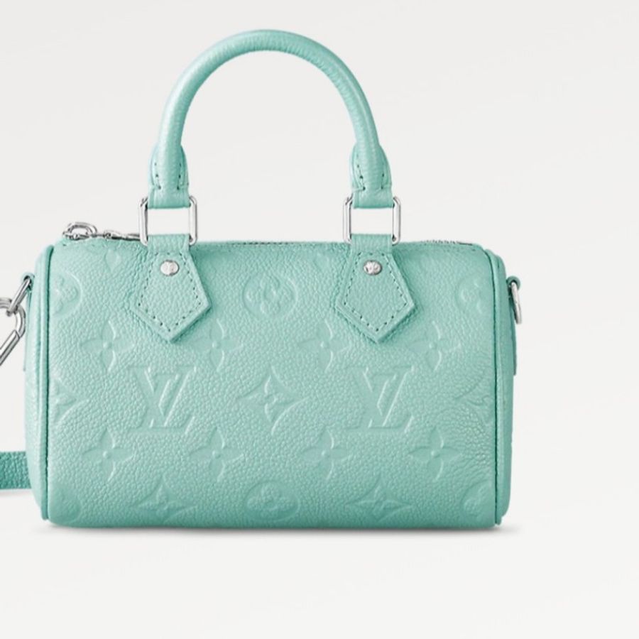 9.9成新 LV Nano Speedy monogram leather, 湖水藍-12