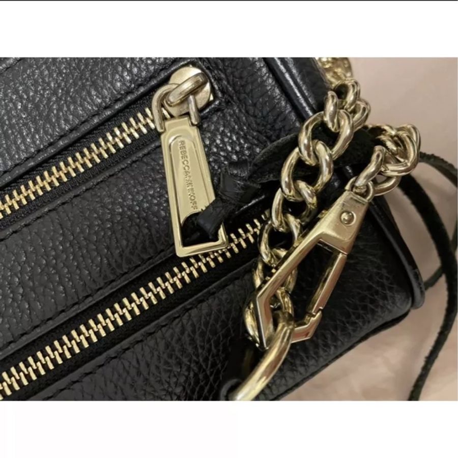 二手Rebecca Minkoff MINI 5 zip 牛皮黑色金鍊側背包 保證正品-7