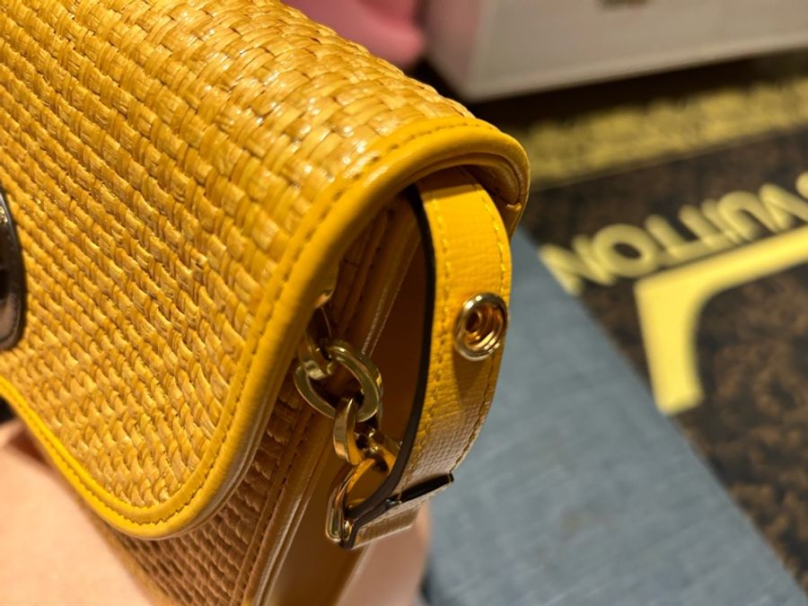 GUCCI Horsebit 1955 招財黃草編鍊袋包-0