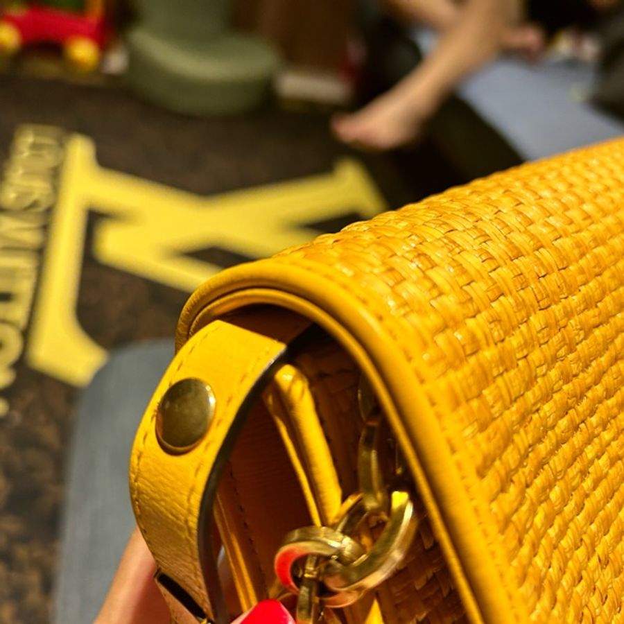GUCCI Horsebit 1955 招財黃草編鍊袋包-12