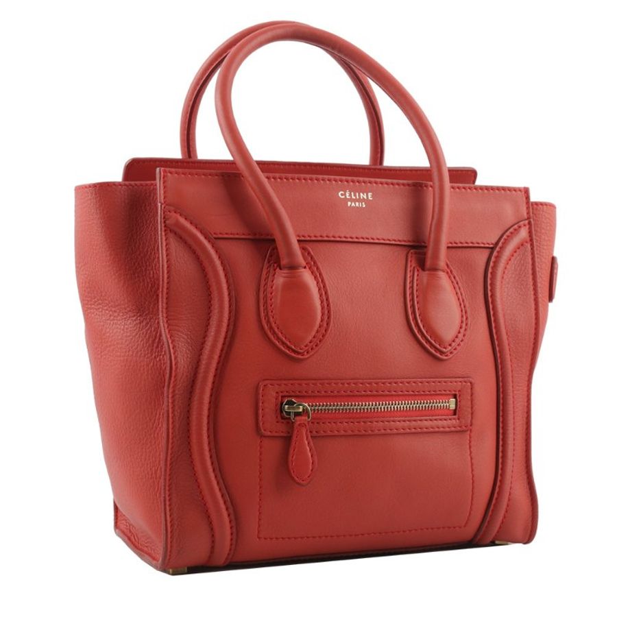 CELINE Micro Luggage Shopper 冏包 笑臉包 手提包(唇膏紅)-1