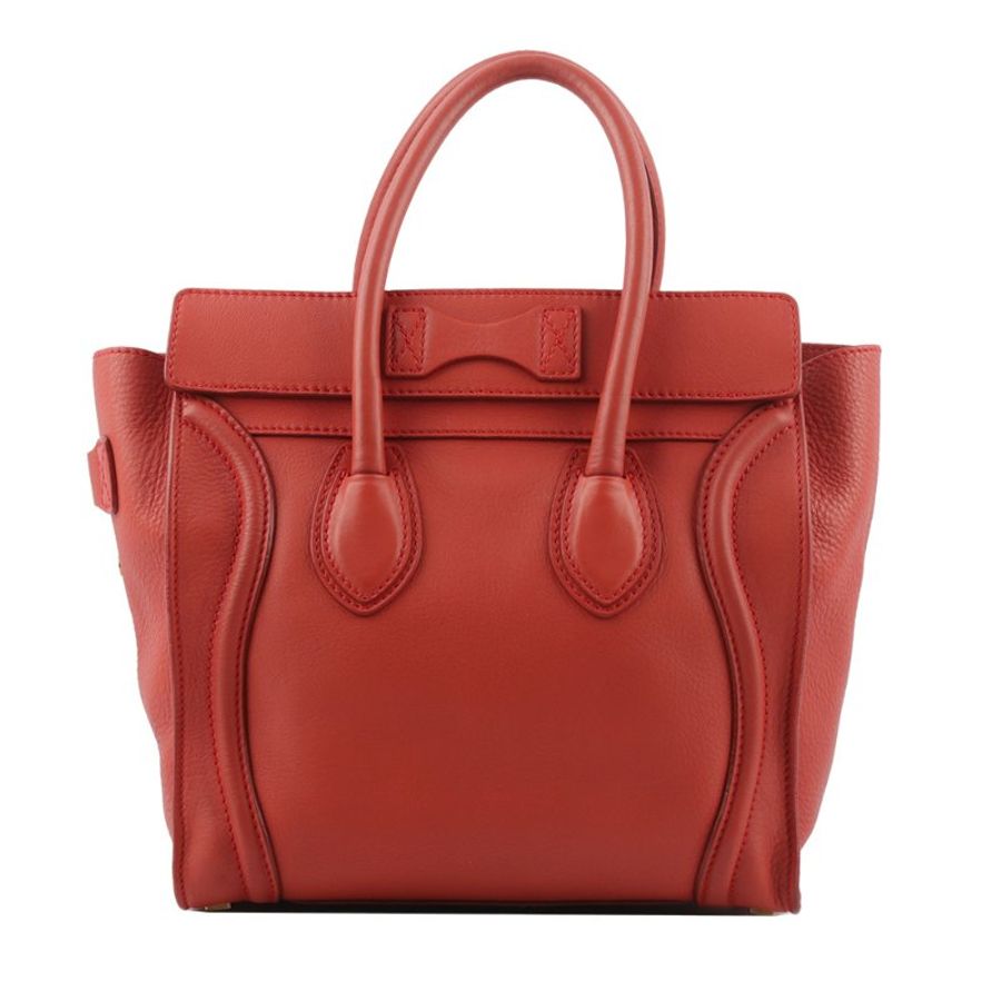 CELINE Micro Luggage Shopper 冏包 笑臉包 手提包(唇膏紅)-2